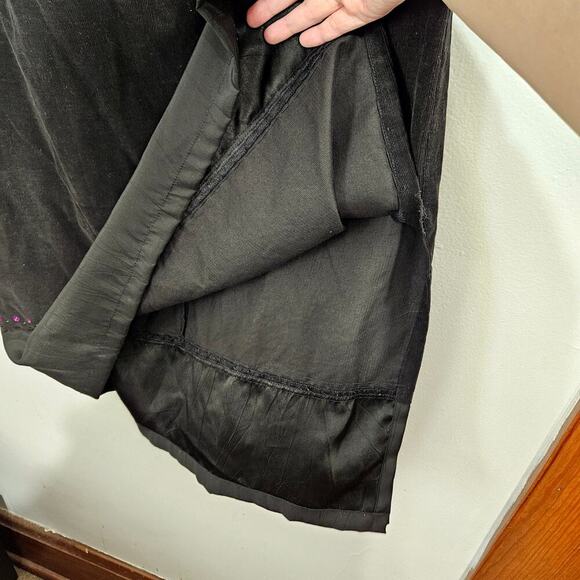 Usindo Corduroy Black Maxi Skirt Elastic Waist Satin Bottom Size Medium - Picture 4 of 6